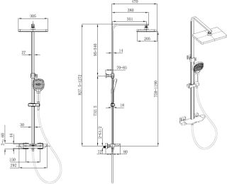 Душевая система Allen Brau Infinity 5.21030-31 черный матовый